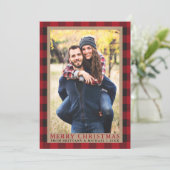 Red Pset Couple Foto Merry kerstkraft Feestdagenkaart (Staand voorkant)