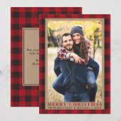 Red Pset Couple Foto Merry kerstkraft Feestdagenkaart (Voorkant / Achterkant)