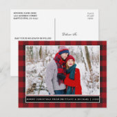 Red Pset Couple Photo Merry Kerstry Briefkaart (Voorkant / Achterkant)