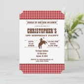 Red Pset Cowboy Rodeo Birthday Kaart (Staand voorkant)