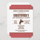 Red Pset Cowboy Rodeo Birthday Kaart (Voorkant / Achterkant)