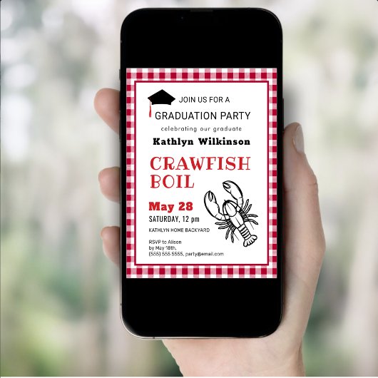 Red Pset Crawfish Boil 3 Foto Graduparty Kaart