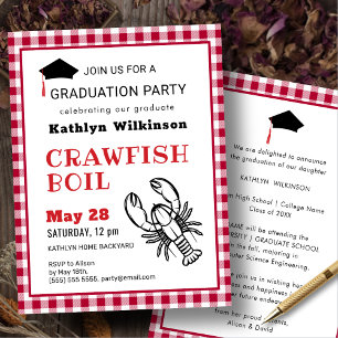 Red Pset Crawfish Boil BBQ Graduparty Kaart