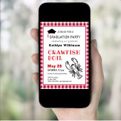Red Pset Crawfish Boil BBQ Graduparty Kaart