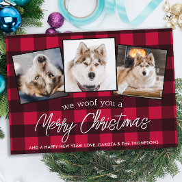 Red Pset Custom Pet Photo Hondenliefhebber Kerstmi Feestdagenkaart