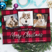 Red Pset Custom Pet Photo Hondenliefhebber Kerstmi Feestdagenkaart