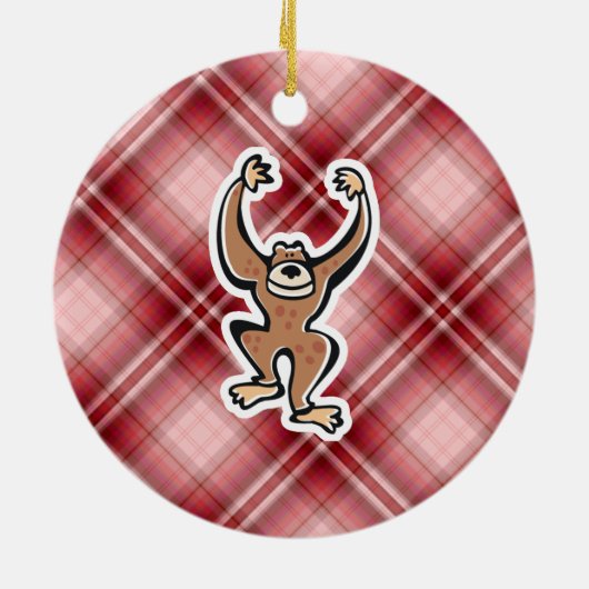 Red Pset Cute Monkey Keramisch Ornament (Achterkant)