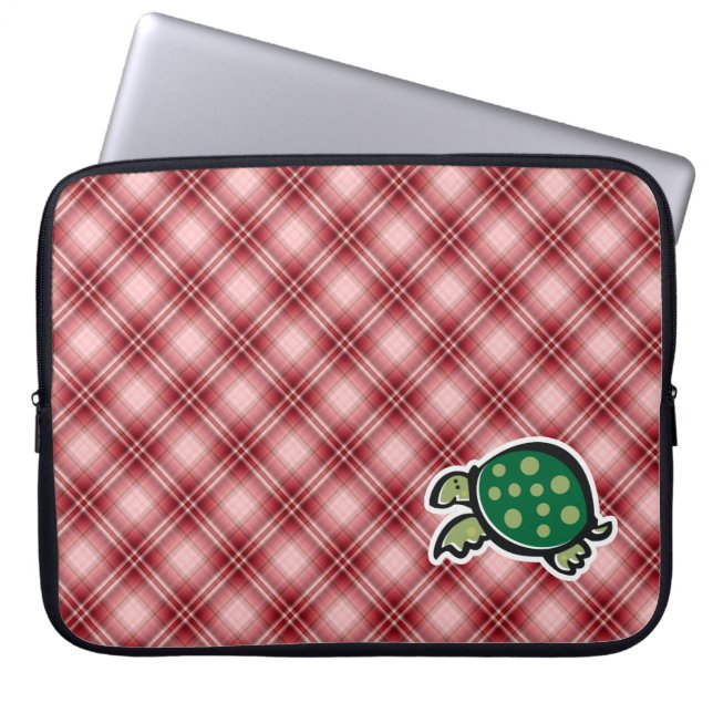 Red Pset Cute Turtle Laptop Sleeve (Voorkant)
