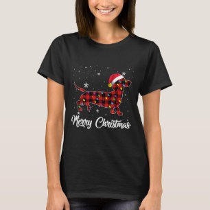 Red Pset Dachshund-kerstlicht T-shirt
