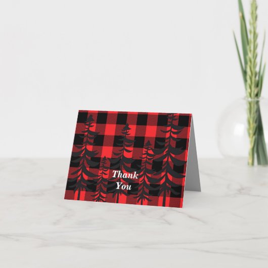 Red Pset Design Evergreens Silhouette Bedankkaart (Voorkant)