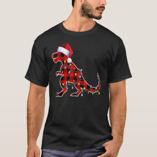 Red Pset Dinosaur Rex kerstlampbomen PJ Ad T-shirt