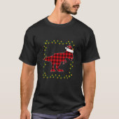 Red Pset Dinosaur T Rex kerstlampjes T-shirt (Voorkant)