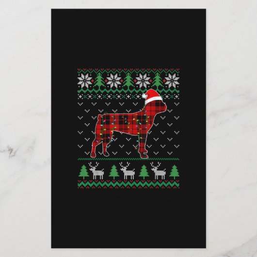 Red Pset Dog Ugly Kerstlights Boston Terrier Briefpapier (Voorkant)