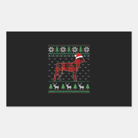 Red Pset Dog Ugly Kerstlights Boston Terrier Rechthoekige Sticker (Voorkant)