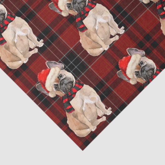 Red Pset en French Bulldog Kerstmis Tissuepapier (Detail)