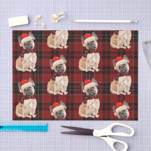 Red Pset en French Bulldog Kerstmis Tissuepapier (Craft)