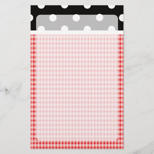 Red Pset en Polka Dots Briefpapier (Voorkant)