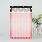 Red Pset en Polka Dots Briefpapier (Staand voorkant)