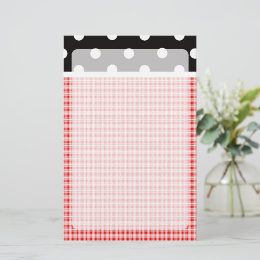Red Pset en Polka Dots Briefpapier (Staand voorkant)