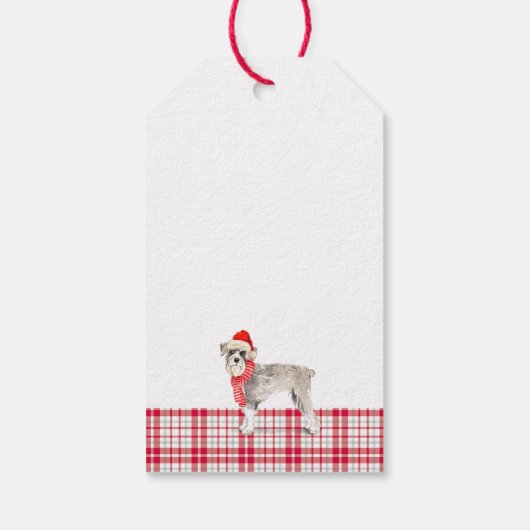 Red Pset en Schnauzer Dog Kerstmis Cadeaulabel (Achterkant)