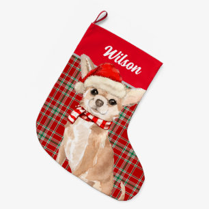 Red Pset en Tan Chihuahua met de naam Dog Grote Kerstsok