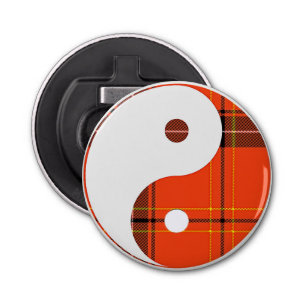 Red Pset en White Yin Yang Button Flesopener