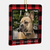 Red Pset| Familiehond Foto met kerst in Keepomwill Keramisch Ornament (Rechts)