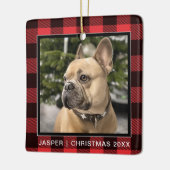 Red Pset| Familiehond Foto met kerst in Keepomwill Keramisch Ornament (Links)