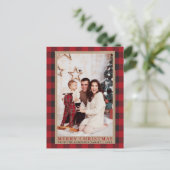 Red Pset Family Foto Merry Kerstkraft Briefkaart (Staand voorkant)