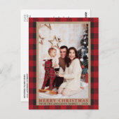 Red Pset Family Foto Merry Kerstkraft Briefkaart (Voorkant / Achterkant)