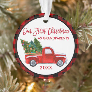 Red Pset First Kerstmis als Grandouders Truck Ornament
