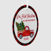 Red Pset First Kerstmis als Grandouders Truck Ornament (voorkant)