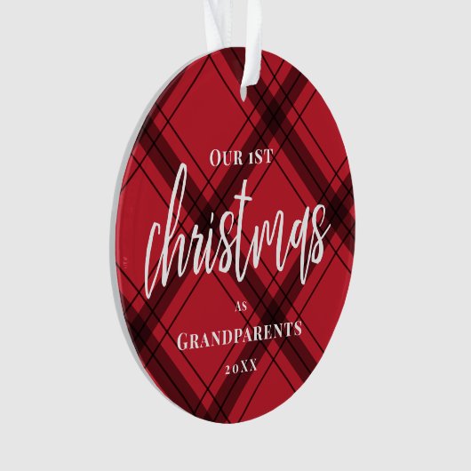 Red Pset First Kerstmis als grootouders Foto Ornament (voorkant)