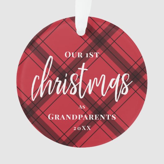 Red Pset First Kerstmis als grootouders Foto Ornament (voorkant)