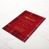 Red Pset Flannel Holiday KerstJouw tekst Folie Uitnodiging (Gedraaid)