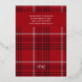 Red Pset Flannel Holiday KerstJouw tekst Folie Uitnodiging (Achterkant)