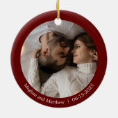 Red Pset gehuwd in Pandemische Eerste Kerstmis Keramisch Ornament (Achterkant)