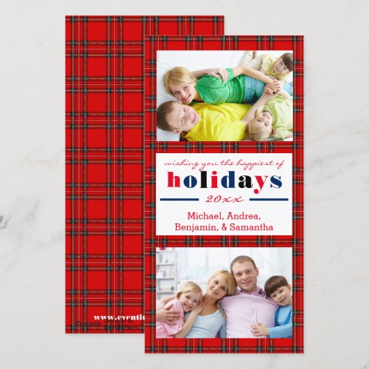 Red Pset gelukkigste Feestdagen - kerstfotokaart Feestdagenkaart (Voorkant / Achterkant)