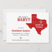 Red Pset gemaakt in Texas Horizontale Foto Aankondiging (Voorkant)