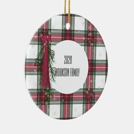 Red Pset-gepersonaliseerd kerstkeramisch sieraad Keramisch Ornament (Rechts)