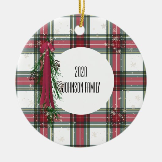 Red Pset-gepersonaliseerd kerstkeramisch sieraad Keramisch Ornament (Voorkant)