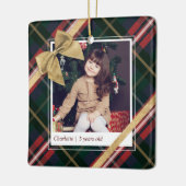 Red Pset Gift Wrapped & Gold Bow Cadeau Foto Keramisch Ornament (Links)