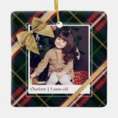 Red Pset Gift Wrapped & Gold Bow Cadeau Foto Keramisch Ornament (Voorkant)