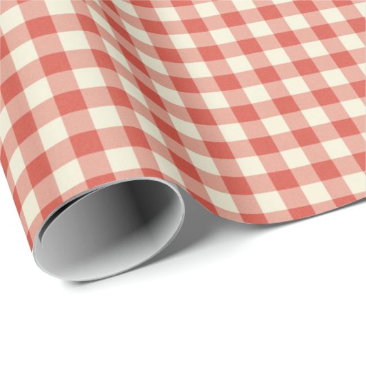 Red Pset Gingham Country Farmhouse Simple Cadeaupapier (Rol Hoek)