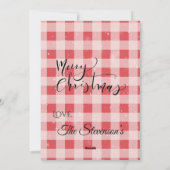 Red Pset Gingham Kerstmis Snow Wreater Feestdagenkaart (Achterkant)