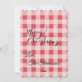 Red Pset Gingham Kerstmis Snow Wreater Feestdagenkaart (Achterkant)