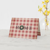 Red Pset Gingham Land Housewarming Kaart (Gele Bloem)