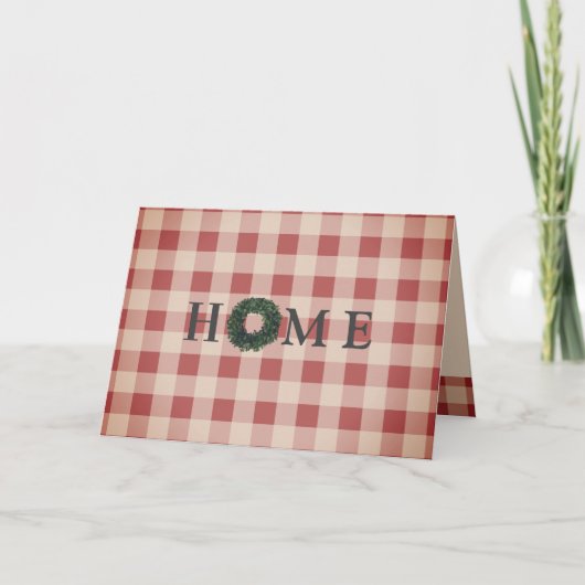 Red Pset Gingham Land Housewarming Kaart (Voorkant)