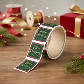 Red Pset Gold Foil Script Merry kerst Vierkante Sticker