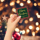 Red Pset Gold Foil Script Merry kerst Vierkante Sticker